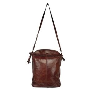 Artisanal Camel Leather Crossbody Tassel Brick Red Shoulder Bag